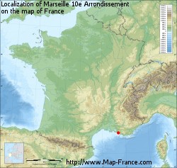 Marseille 10e Arrondissement on the map of France
